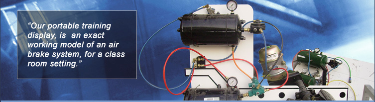 Our portable air brake training display, is an exact working model of an air brake system, for a class room setting